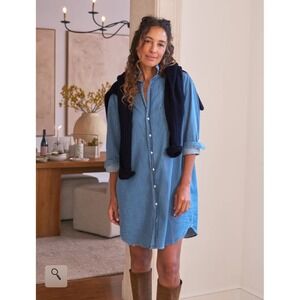 Frank & Eileen Mary ShirtDress Size Large Denim Long Sleeve Casual Famous $328